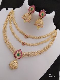 #onegramgold #temple jewelry available at Arshi's..  for bookings whatsapp on 9486115312. worldwide shipping Pretty Gold Necklaces, Bridal Jewelery, Antique Gold Jewelry Indian