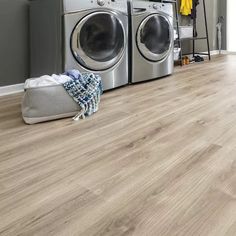 a washer and dryer in a laundry room