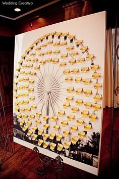 a large ferris wheel on display in a room