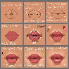 how to draw lips for beginners step by step with pictures on the bottom and bottom