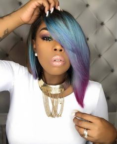 Bobs With Color, Black Hair Bobs, Hair Bobs, Diy Wig, Shoulder Length Bob, Hair Weave, Black Girls Hairstyles, Purple Hair, Bobs Haircuts