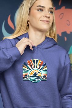 🌊 Make some waves with this vibrant blue hoodie. It’s not just cozy; it’s a statement that your heart beats to the rhythm of the paddles. 🚣‍♂️ Navigate the day in comfort with this bold blue hoodie, featuring a splashy kayaking logo that says you’re  all about that kayak life! 📌 Kayaking Logo, Hoodie Colors, Aesthetic Hoodies, Outdoor Aesthetic, Sweatshirt Outfit, Windsurfing, Canoeing