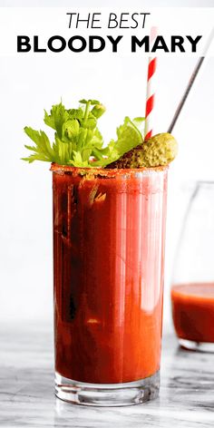 These fresh Bloody Marys are the brunch cocktail you need in your life! Skip the store-bought mix that's full of preservatives and whip up a better, much more delicious Bloody Mary in minutes. Diethood Recipes, Spicy Cocktail, Seasonal Drinks, Holiday Favorite Recipes, Best Cocktail Recipes, Delicious Drink Recipes, Festive Cocktails, Pickled Veggies, Brunch Cocktails