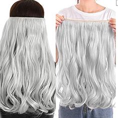 20inch Silver Grey Curly Wavy Hair Extensions Flip Hidden Invisible Wire Halo Hairpieces Secret Synthetic Hair Extension Pieces For Women No Clip In Silver Hair Extensions, Grey Hair Extensions, Hair Halo, Curly Wavy Hair, Halo Extensions, Wavy Hair Extensions, Wavy Curly Hair, Synthetic Hair Extensions, Grey Hair