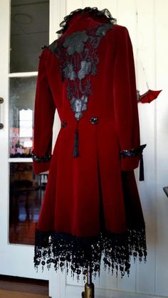 Jeweled Spider, Garnet Red, Velvet Coat, Brand Clothing, Red Outfit, Fantasy Fashion, Cosplay Outfits, Gothic Fashion, Scarlet