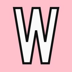 the letter w in black and white on a pink background