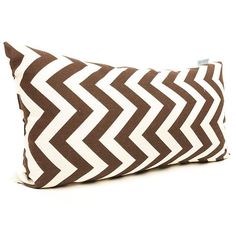 a brown and white chevroned pillow on a white background