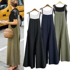 Women Straps Jumpsuit Summer Solid - Thirst Pros Backless Playsuit, Summer Jumpsuit Casual, Overalls Fashion, Tank Jumpsuit, Stylish Jumpsuit, Stil Boho, Hot Style, Casual Wide Leg Pants