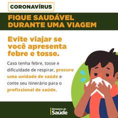 an advertisement for the corona awareness campaign with a young boy blowing his nose in front of him