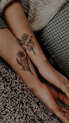 Flower tattoo by ZinaInk Made Worthy Tattoo, Western Tattoos For Women Matching, Western Tattoos Quotes, Fine Line Wildflower Tattoo Sleeve, Matching Wildflower Tattoos, Women’s Small Arm Tattoos, Small Matching Tattoos Mom And Daughter Flower, Mom Daughter Flower Tattoos, Western Wildflower Tattoo