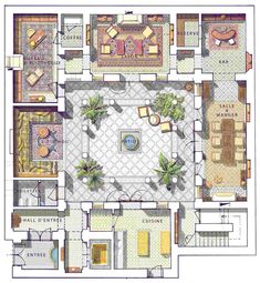 a floor plan for a house with two rooms and one living room in the middle