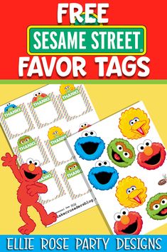 sesame street flavor tags with the words, free sesame street flavor tags and an image of sesame