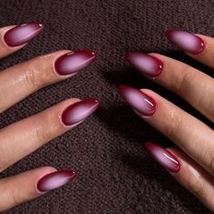 Gothic Stiletto Nails, Natural Almond Nails, Tato Henna, Nail Salon Design, Cherry Nails, Easy Nails, Red Nail, Nail Swag, Gradient Nails