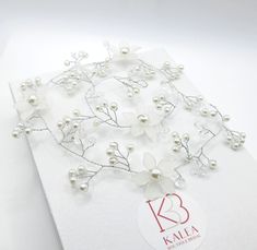 White Flower Pearl Hair Vine, Bridal Floral Wire Hairpiece, Wedding Silver Wire Headband Head Wreath - KaleaBoutique.com Myth Creatures, Short Or Long Hair, Hairpiece Wedding, Wired Headband, Hair Garland, Beach Jewelry Boho, Pearl Hair Vine, Vine Wedding, Wedding Silver