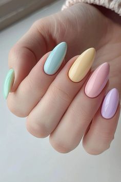 Ily unhas candy colors 🍭 Pastel Nail Art, Mint Green Nails, Pink Nail Art Designs, Simple Spring Nails, Easter Nail Designs, Milky Nails, Green Nail Designs, Pink Nail Art