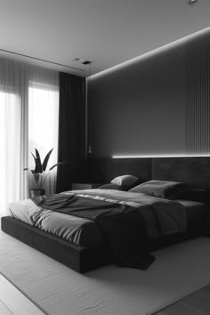 Bedroom Ideas Men, Dark Bedroom Aesthetic, Monochrome Bedroom, Black Bedroom Design, Black Bedroom Decor, White Bedroom Design, White Bedroom Ideas, Fantasy Bedroom, White Room Decor