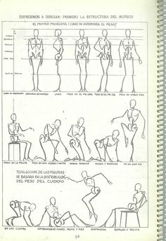 an instruction manual for how to draw people in different poses and postures, with instructions on