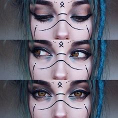 Best Inspiration Mate Makeup :   Witchy makeup    -Read More – Witch Make Up Halloween, Shaman Makeup, Viking Makeup, Witchy Makeup, Make Up Diy, Fantasy Make-up, Halloweenský Makeup, Contacts Lenses, Drag Make-up