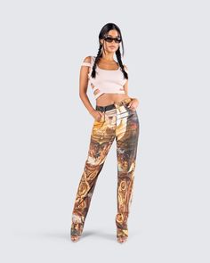 Fredi Pants – FINESSE Cute Online Clothing Stores, The Sistine Chapel, Black Off Shoulder, Sistine Chapel, Print Pants, Get What You Want, White Jersey, Clothing Stores, Knit Pants