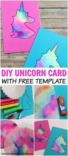 unicorn card with free template and instructions to make it