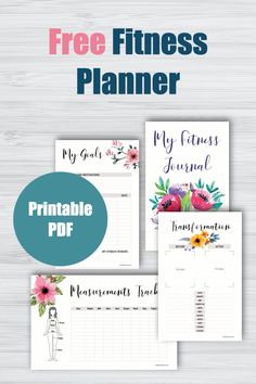 the free printable fitness planner with flowers on it