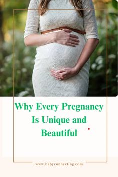 a pregnant woman with her hands on her belly and the words why every pregnant is unique and beautiful