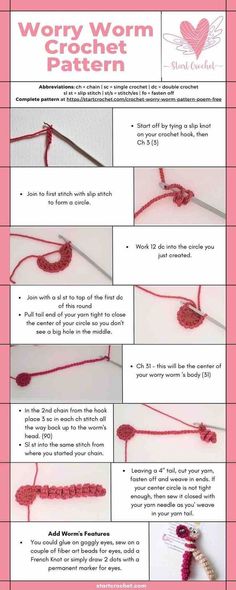 the instructions for how to make a crochet heart