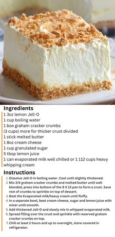 an advertisement for a dessert with instructions on how to make it