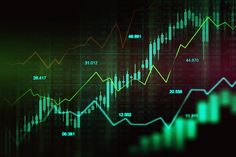 an image of stock chart with green and red lights in the forex room,