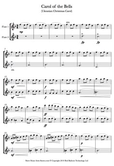 carol of the bells sheet music for violin and piano with notes, tabulas