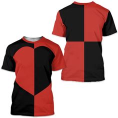 Casual Red Shirt For Valentine's Day, Casual Black Shirt For Valentine's Day, Black Casual Shirt For Valentine's Day, Black Graphic Print Top For Valentine's Day, Black Crew Neck Shirt With Heart Graphic, Red Heart-shaped Top With Graphic Print, Black Heart Print Top For Valentine's Day, Queen Of Hearts Shirt, Queen Of Hearts Shirt Dress