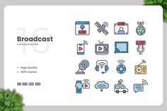 Broadcast Color Icons, Icons ft. icon & media - Envato