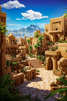 an artist's rendering of a desert city