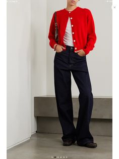 Red Button Up Cardigan Outfit, Fits With Cardigans, Cardigan Red Outfit, Cardigan Blazer Outfit, Red Man Outfit, Styling Red Cardigan, Outfit With Red Cardigan, Red Cardigan Outfit 2024, How To Style Red Cardigan