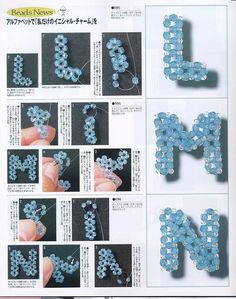 the instructions for making beaded letters are shown in an instruction manual, with pictures of how to make them