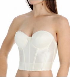 Va Bien Vintage Strapless Low Back Longline Bra Luxury White Low Back Dress, Luxury Strapless Backless Dress, Luxury Strapless Women's Tops, Strapless Bridal Bra, Luxury White Bra With Padded Cups, Luxury Bustier Top With Straps, Vintage Bustier, Strapless Bustier, Corset Fashion