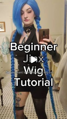 Vailence the clown on Instagram: "Beginner Jinx Wig tutorial! I learned the braid method by @getglamfam 💖�💕 - #cosplay #cosplayer #jinx #jinxcosplay #jinxwig #jinxwigtutorial #wigtutorial #wig #cosplaywig" Jinx Cosplay Makeup, Jinx Arcane Hair, Jinx Wig, Arcane Cosplay, Wig Tutorial, Jinx Cosplay, Halloween Outfit Ideas, Halloween Outfit, Cosplay Makeup