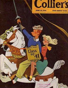 an old magazine cover with a man and woman riding on the back of a horse