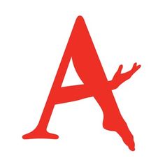 the letter a is made up of hands and legs, with one hand extended out