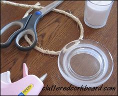 scissors, glue, and other crafting supplies on a table