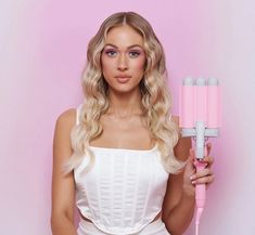 Mermade Hair Pro Waver 32mm in Pink – Glam Raider Brushed Out Curls, Thick Coarse Hair, Heat Protectant Hair, Glam Waves, Healthy Style, Pink Gloves, Hair Tool, Beachy Boho