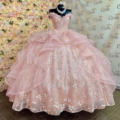 Light Pink Quinceanera Dresses 3D Flowers Ball Gown Birthday Gown Sweet16 Dresse | eBay Quince Dress Ideas, Princess Quinceanera Dresses, Dream Quinceanera, 15 Party Ideas, Quince Planning, Birthday Gown, Gown Birthday, Quince Themes, Quinceanera Pink