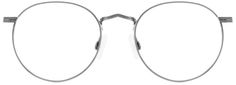 a pair of glasses with metal frames on a white background, the lens is slightly closed