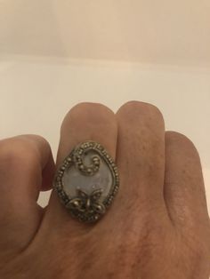 Vintage hand made about an in long Mother of Pearl set in 925 Sterling Silver Marcasite ring I have size 5.5 Can be re sized for you, my jeweler would charge $10 All rings are shipped in a nice gift box. Check out our over a THOUSAND great reviews Engraving is $4 per letter and is not always perfect depending on the piece. It can take a few days if the jeweler is busy. This is payable to Paypal Judithsltd@gmail.com Silver Gift Wrap, Marcasite Ring, Sterling Silver Marcasite, Gold Brooches, Pearl Set, Thumb Rings, Silver Gifts, Gold Details, 925 Sterling Silver Ring