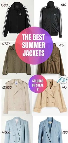 Shop for more than one summer jacket for different occasions from sporty to casual and from work-appropriate to dressy. Splurge on designer fashion or get a steal! #fashion #over50 #summerfashion #trends #jackets H&m Jeans, H&m Shorts, White Denim Jacket, Tweed Blazer, Summer Jacket, Cropped Denim, Track Jackets, Black Adidas