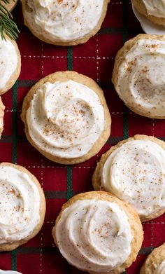 eggnog cookies with white frosting on top