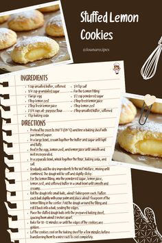 the recipe for stuffed lemon cookies is shown