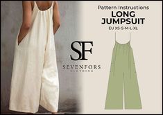 Sewing pattern Wide Leg Jumpsuit Pattern, Oversize Jumpsuit, Diy Womens Clothes, Dungaree Pattern, Oversized Jumpsuit, Jumpsuit Pattern Sewing