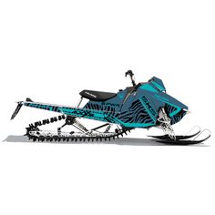 a blue and black snowmobile on white background