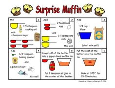 the worksheet for making cupcake muffins